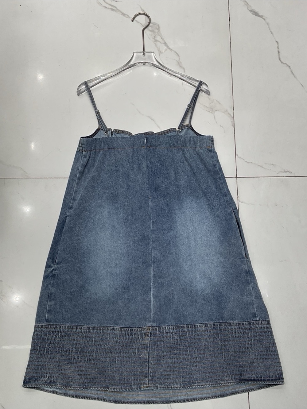 Prada Denim Blue Spaghetti-Strap Midi Dress